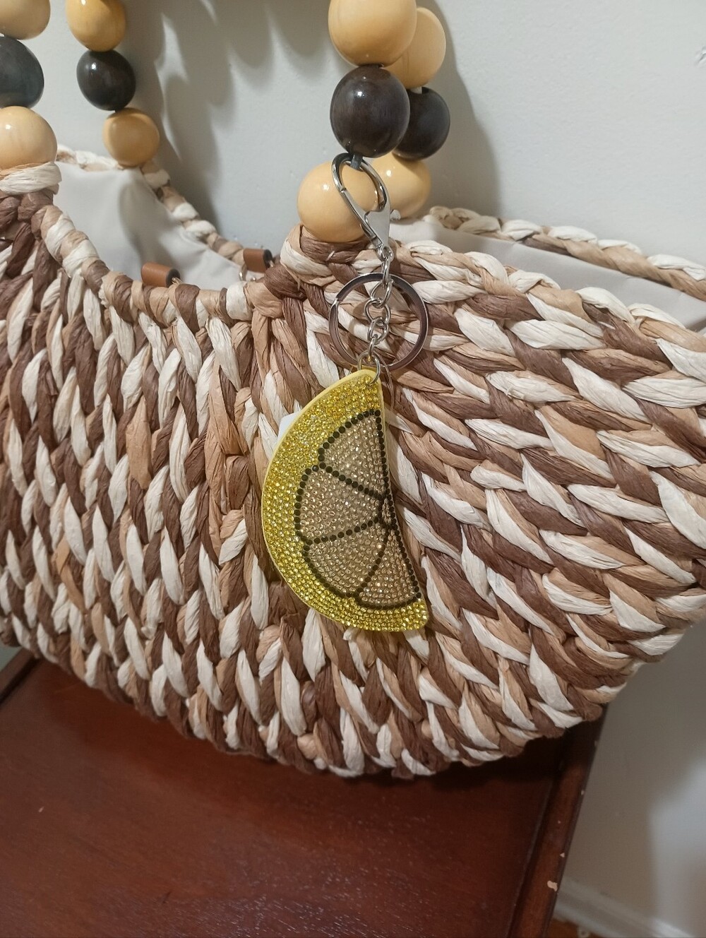 INC Beach/Summer Chic Woven Tote with Lemon Charm - Picture 9 of 11